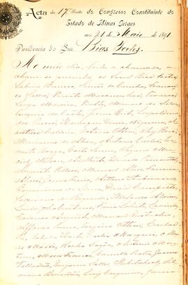 Ata da 17ª Sessão do Congresso Constituinte do Estado de Minas Gerais