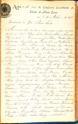 Ata da 10ª Sessão do Congresso Constituinte do Estado de Minas Gerais