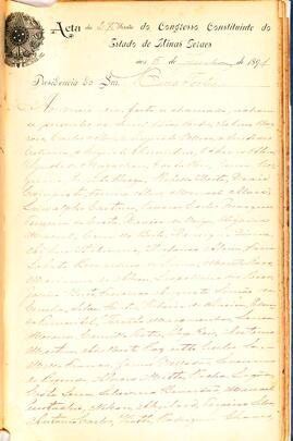 Ata da 29ª Sessão do Congresso Constituinte do Estado de Minas Gerais