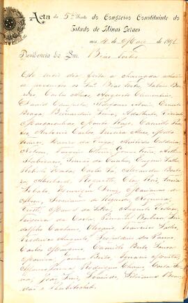 Ata da 5ª Sessão do Congresso Constituinte do Estado de Minas Gerais