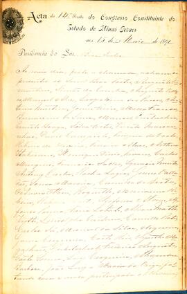 Ata da 14ª Sessão do Congresso Constituinte do Estado de Minas Gerais