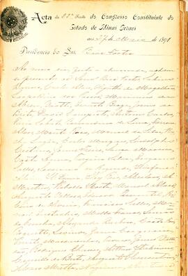 Ata da 22ª Sessão do Congresso Constituinte do Estado de Minas Gerais