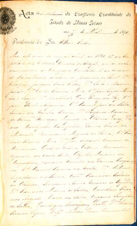 Ata da Instalação do Congresso Constituinte do Estado de Minas Gerais