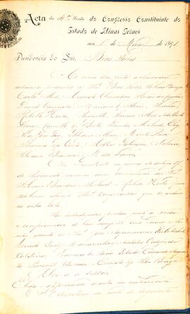 Ata da 4ª Sessão do Congresso Constituinte do Estado de Minas Gerais