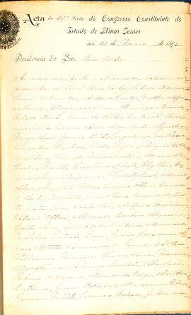 Ata da 12ª Sessão do Congresso Constituinte do Estado de Minas Gerais