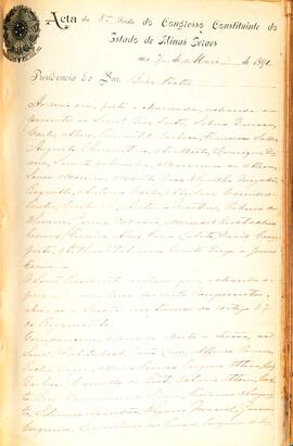 Ata da 8ª Sessão do Congresso Constituinte do Estado de Minas Gerais