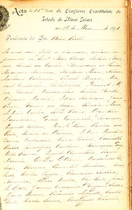 Ata da 15ª Sessão do Congresso Constituinte do Estado de Minas Gerais