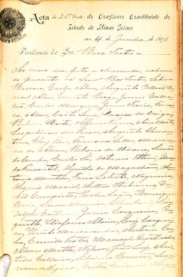 Ata da 28ª Sessão do Congresso Constituinte do Estado de Minas Gerais