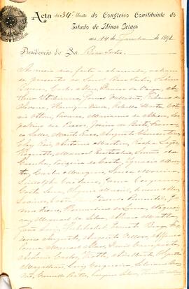 Ata da 34ª Sessão do Congresso Constituinte do Estado de Minas Gerais4